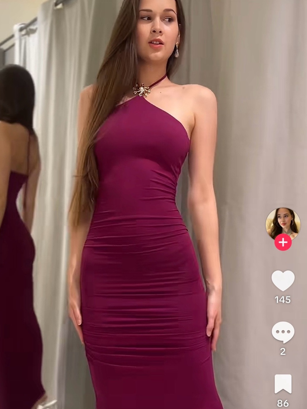 Zara One-Shoulder Plum Bodycon Dress